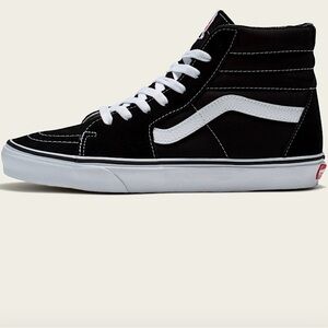 Vans Sk8-Hi Shoe Womens Black and White High-Top Sneakers with Signature Stripe